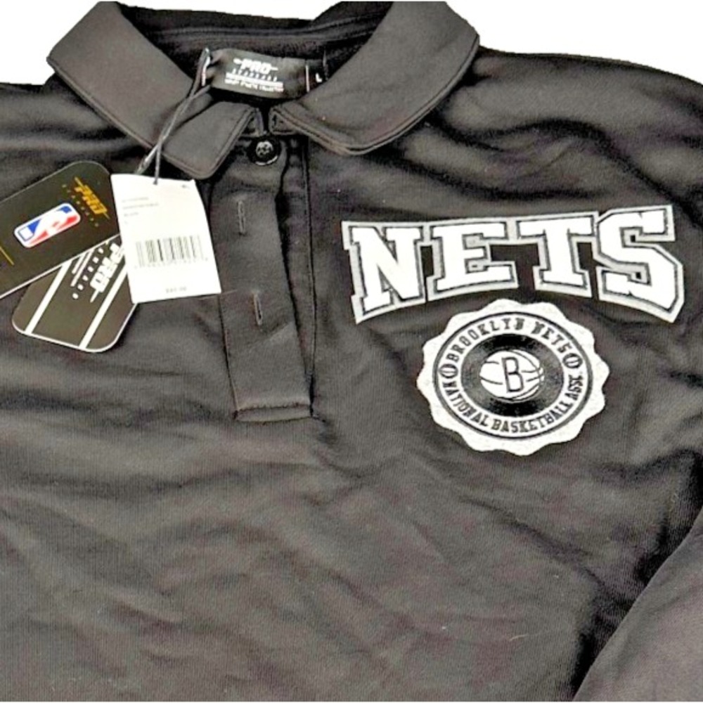 Pro Standard Brooklyn Nets NBA Pullover Polo Sweatshirt Mens L Black Cropped NWT